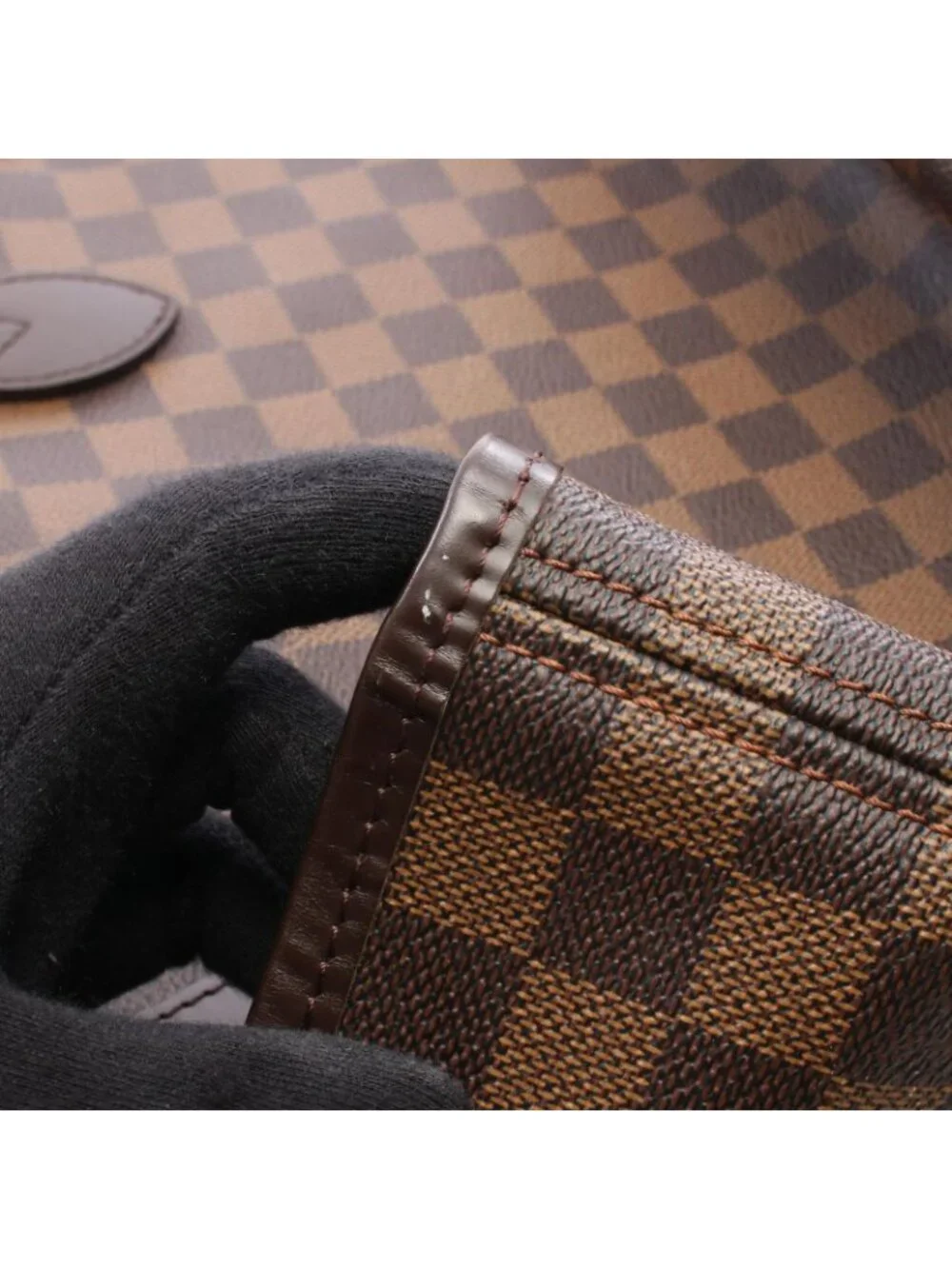 Louis Vuitton Tote Bag Neverfull MM Damier Ebene Canvas Leather